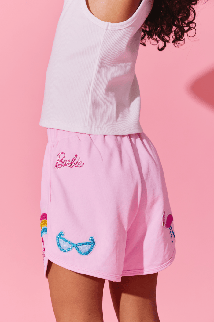 Lola + The Boys Bottoms Barbie™ Rainbow Sparkle Patch Shorts
