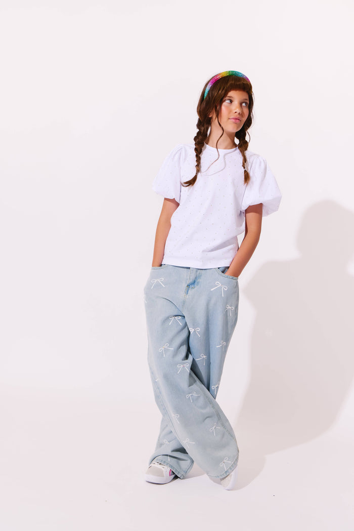 Lola + The Boys Bottoms Crystal Bows Jeans - Teen/Women