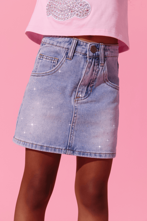 Lola + The Boys Bottoms 2 Crystal Sparkle Denim Skirt