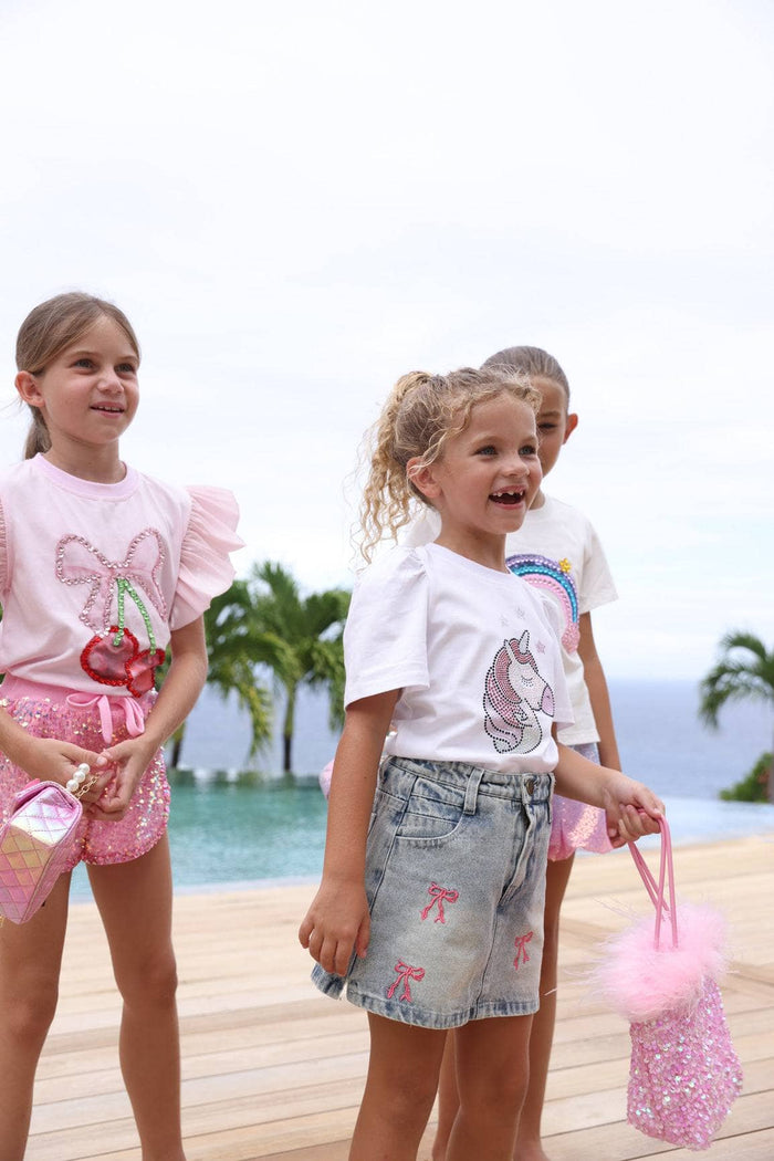 lola-new-arrival Bottoms Cutie Bows Denim Skirt