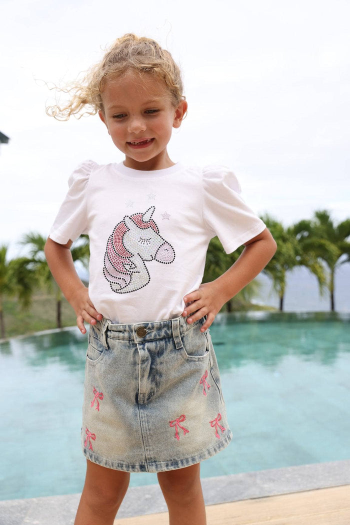 lola-new-arrival Bottoms Cutie Bows Denim Skirt