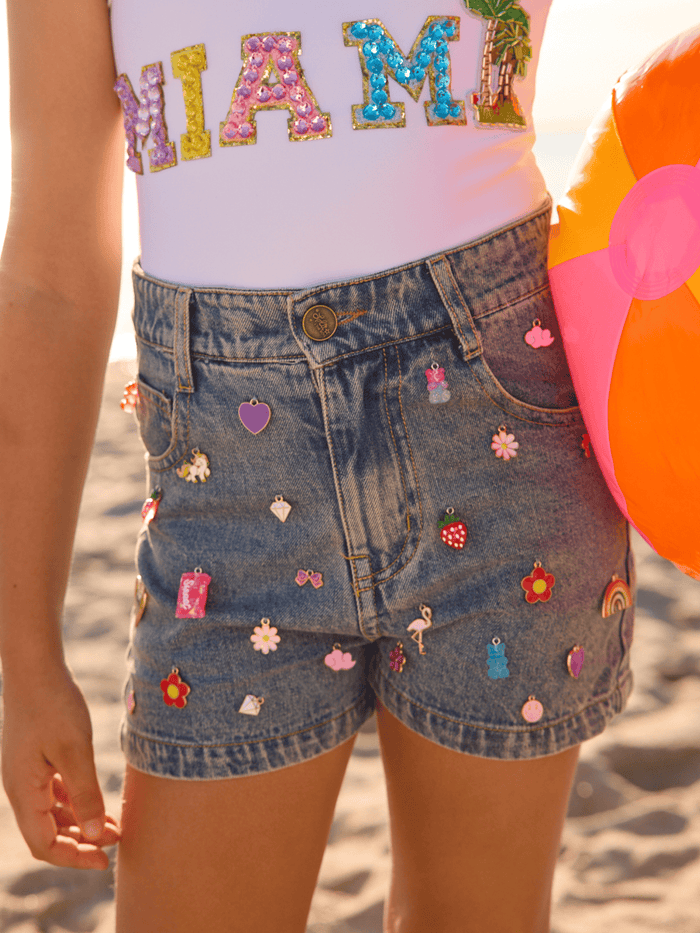 Lola + The Boys Bottoms 2 Cutie Charms Denim Short