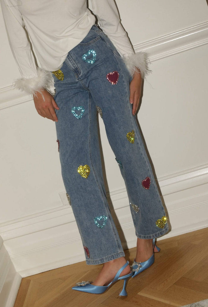 Lola + The Boys Bottoms Gems Rainbow Heart Jeans