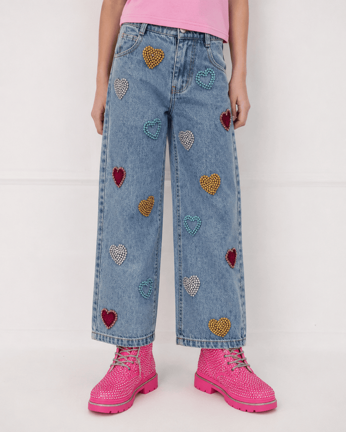 Lola + The Boys Bottoms 2 Gems Rainbow Heart Jeans
