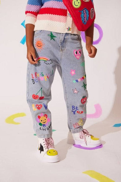 exclude-new-arriv Bottoms Happy Graffiti Art Jeans