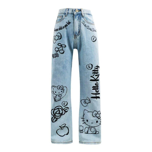 Lola + The Boys Bottoms Hello Kitty Graphic Art Jeans