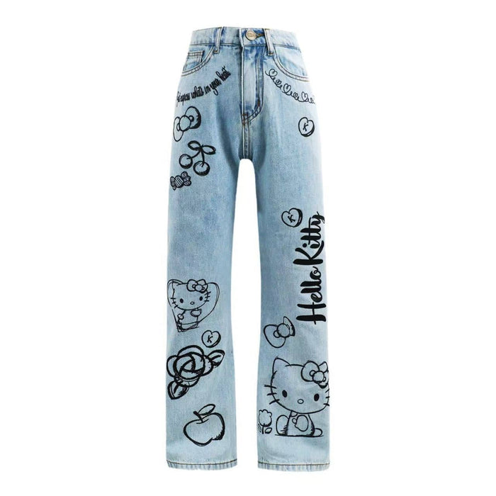 Lola + The Boys Bottoms Hello Kitty Graphic Art Jeans