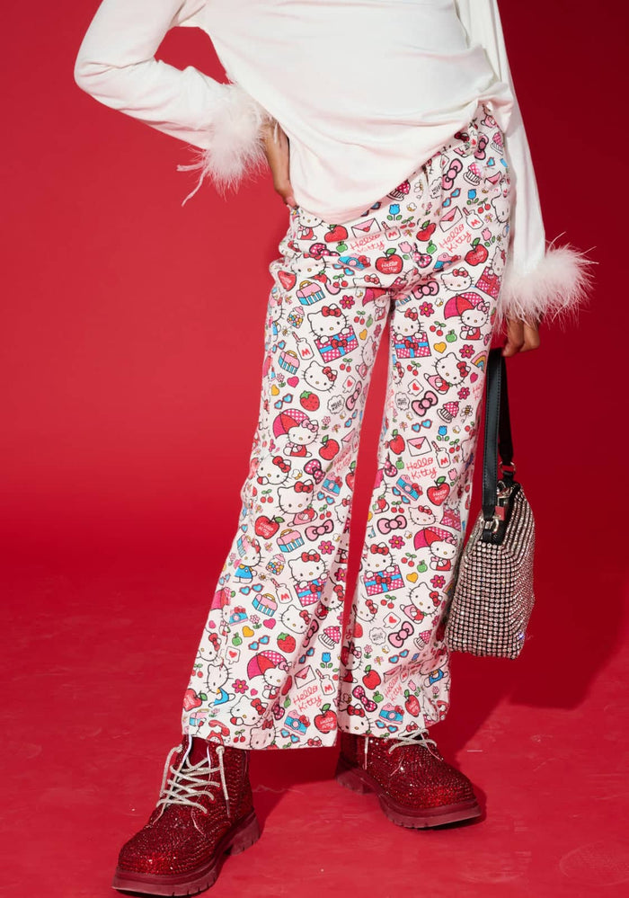 Lola + The Boys Bottoms Hello Kitty Icon Print Jeans