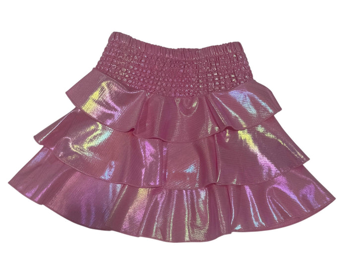 lola-new-arrival Bottoms Hologram Tiered Mini Skirt