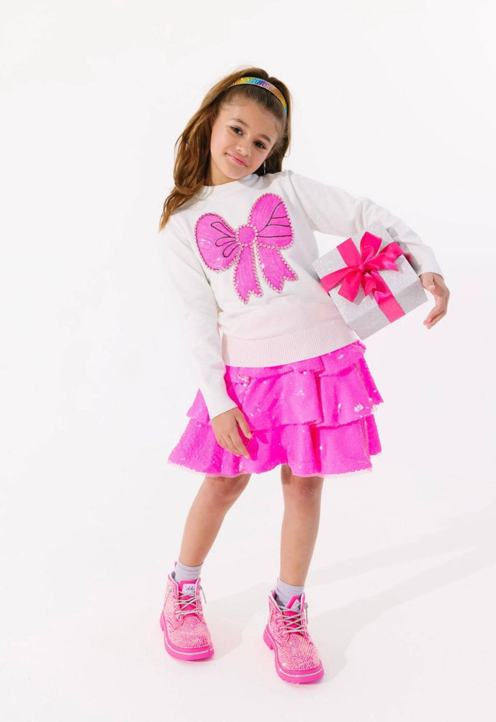 exclude-fall Bottoms Hot Pink 3 Tier Sparkle Skirt