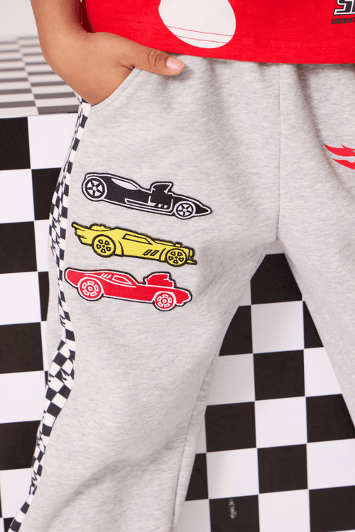 Lola + The Boys Bottoms 2 Hot Wheels™ Checker Trim Patch Joggers