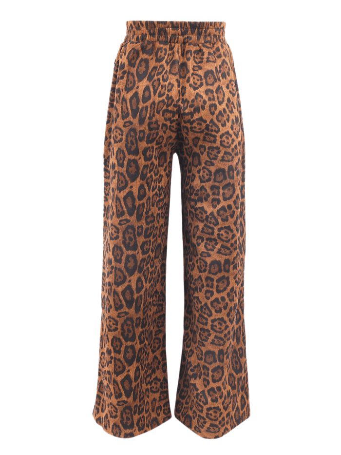 Lola + The Boys Bottoms Leopard Print Sequin Trim Wide Leg Track Pants