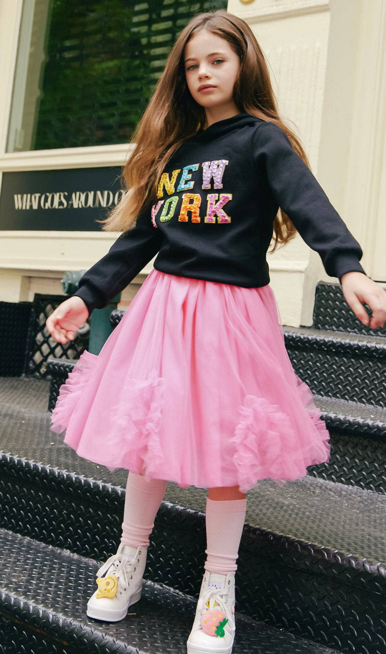 Buy Girls Pink Textured Regular Fit Skirt Online - 318274