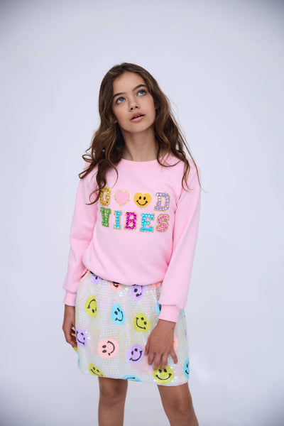 exclude-sale Bottoms Rainbow Emoji Sequin Skirt