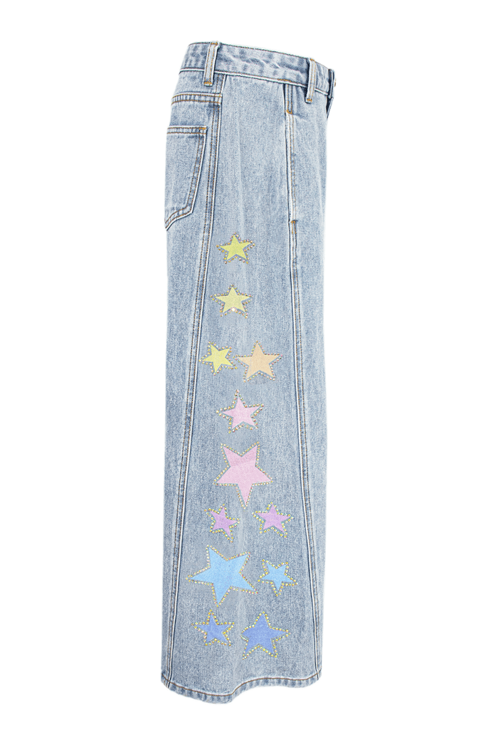 Lola + The Boys Bottoms Rainbow Ombre Stars Wide Leg Jeans