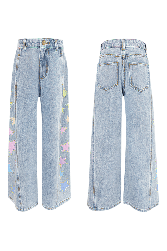 Lola + The Boys Bottoms Rainbow Ombre Stars Wide Leg Jeans