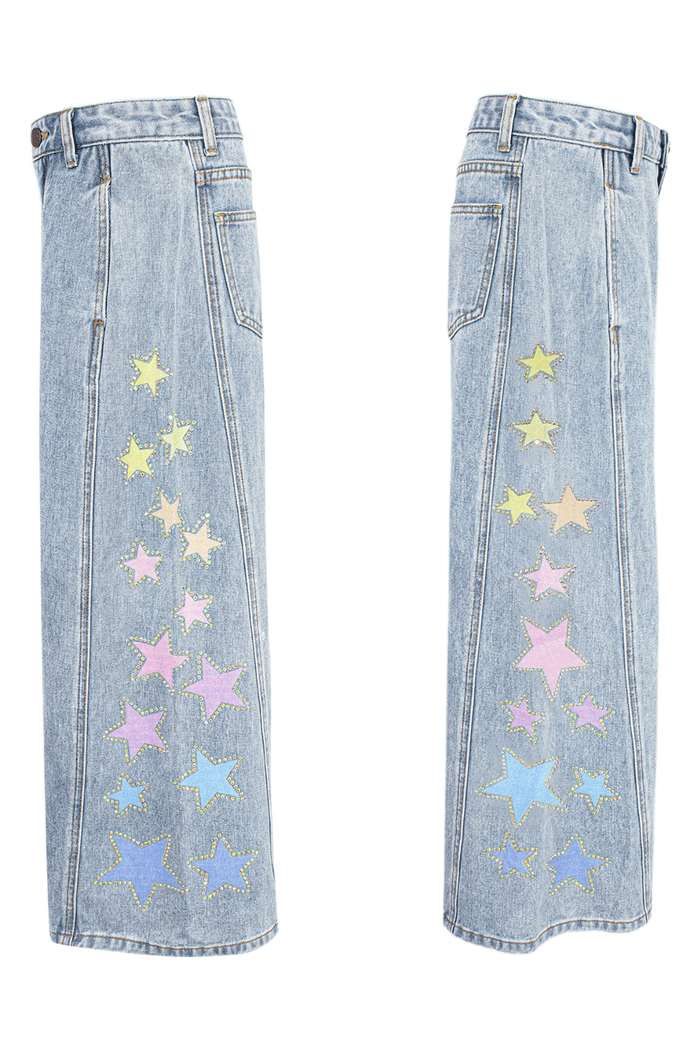 Lola + The Boys Bottoms Rainbow Ombre Stars Wide Leg Jeans