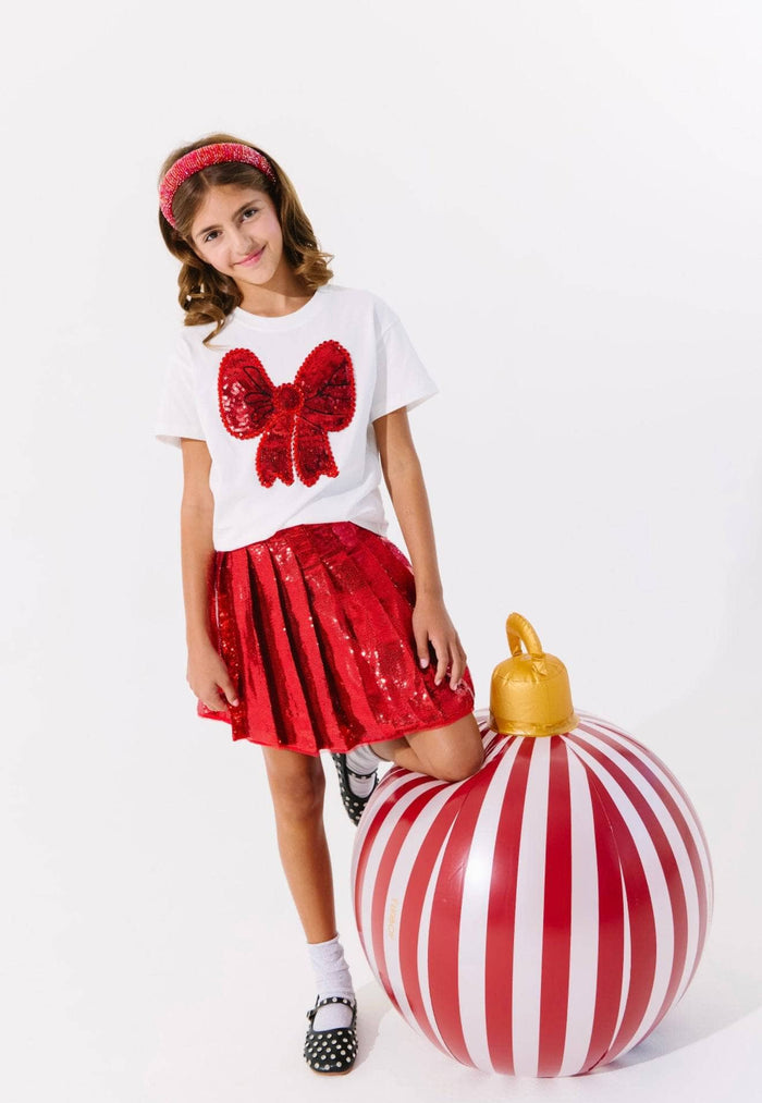 Lola + The Boys Bottoms Scarlet Pleated Shimmer Skirt