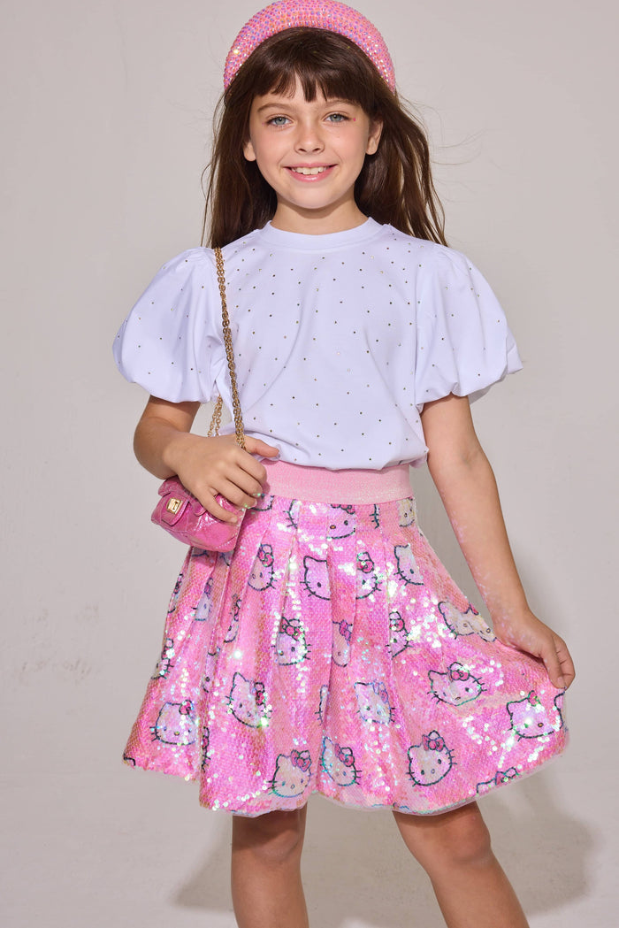 Lola + The Boys Bottoms Sequin Hello Kitty Skater Skirt