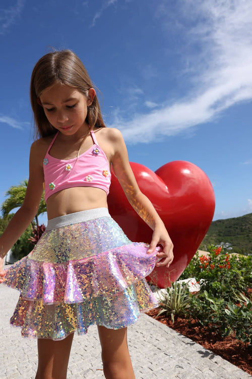 Lola + The Boys Bottoms 2 Sequin Ombre Ruffle Skirt