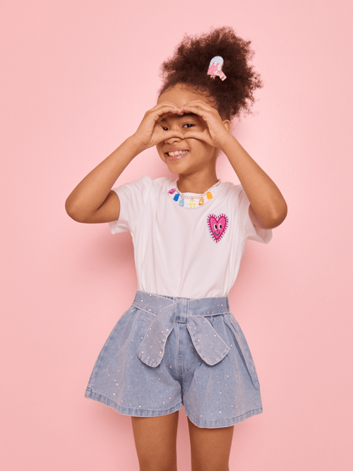 Lola + The Boys Bottoms 2 Sparkle Bow Denim Short
