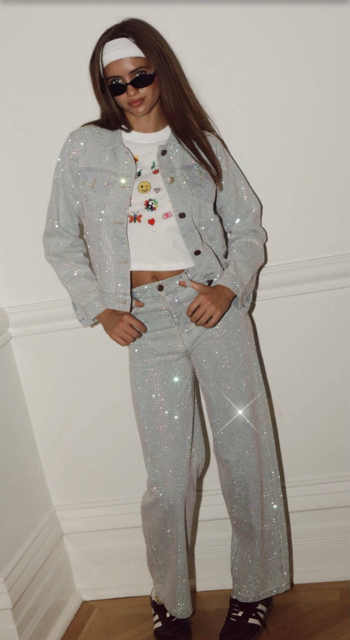 Lola + The Boys Bottoms Sparkle Crystal Denim Jeans