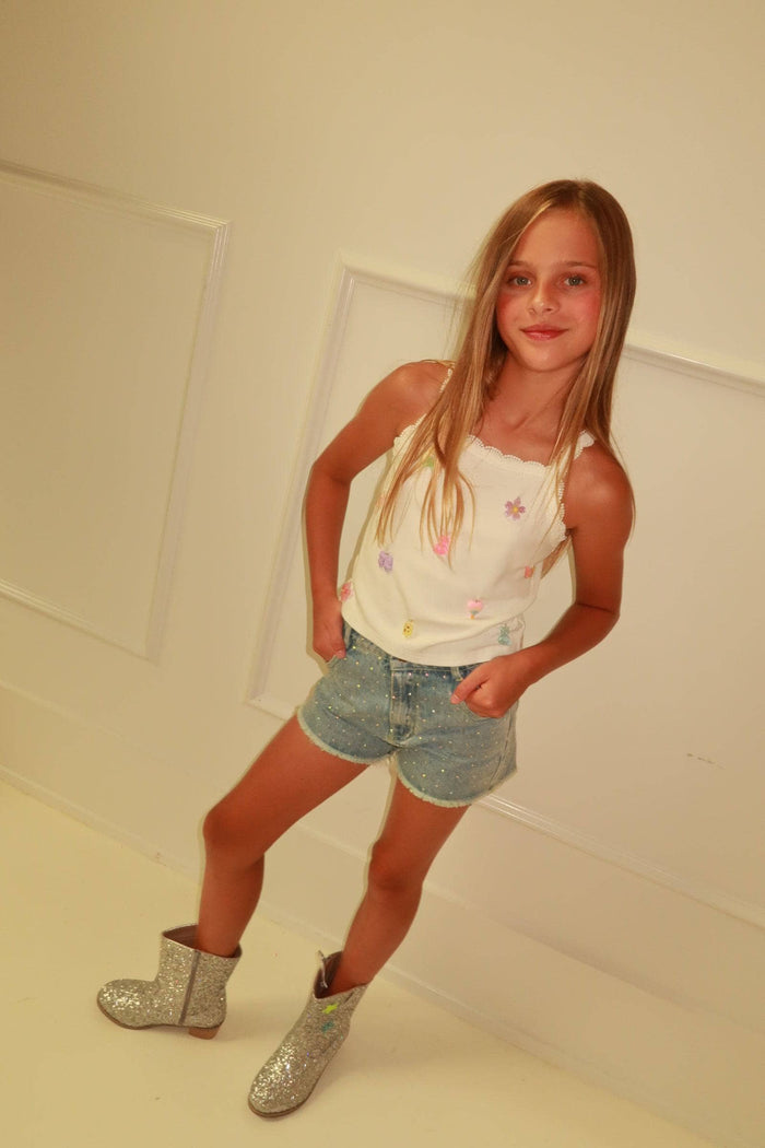 Lola-spring-25 Bottoms Sparkle Denim Shorts