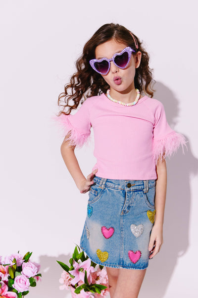 Sparkle Heart Denim Skirt