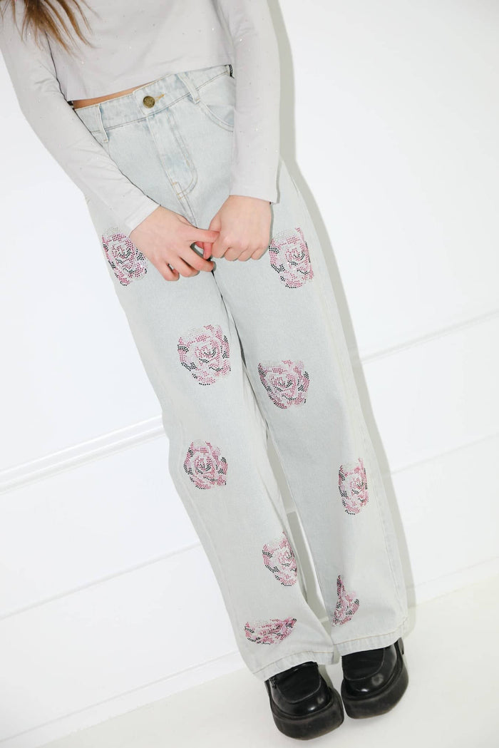 Lola + The Boys Bottoms 2 Sparkle Roses Jeans