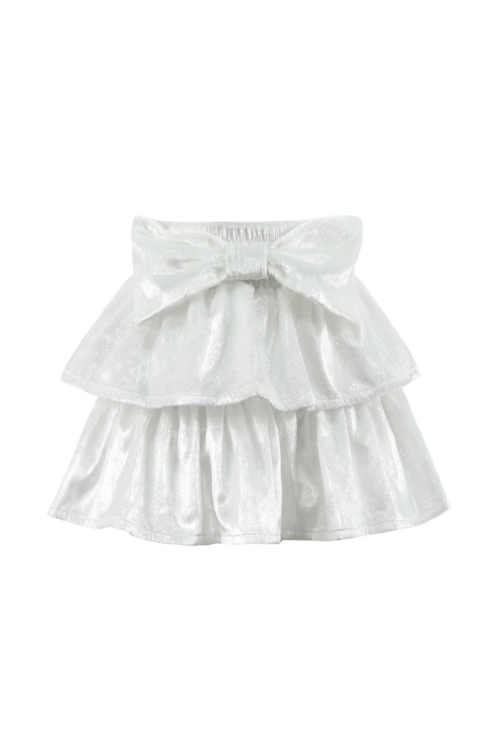 Lola + The Boys Bottoms Sparkle Velour Bow Skirt