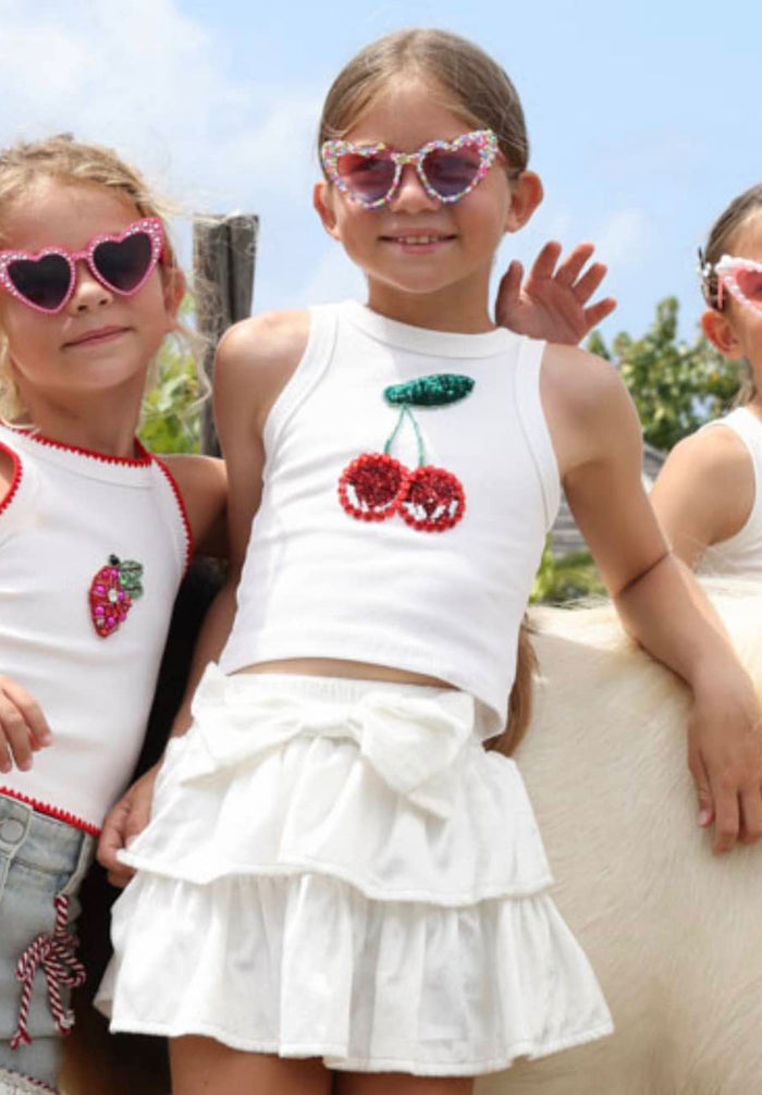 Lola + The Boys Bottoms Sparkle Velour Bow Skirt