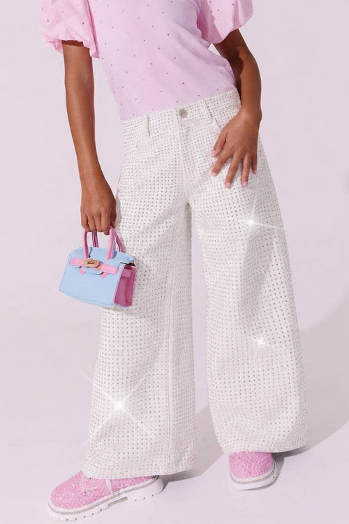 Lola + The Boys Bottoms White Sparkle Crystal Denim Jeans