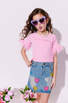 exclude-sale Bottoms Women's Sparkle Heart Denim Skirt