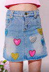 exclude-sale Bottoms Women's Sparkle Heart Denim Skirt