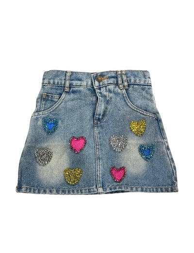 exclude-sale Bottoms Women's Sparkle Heart Denim Skirt