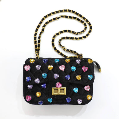 Lola + The Boys Black Candy Gem Velour Purse