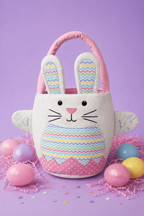 Lola + The Boys Pink Chevron Easter Bunny Basket
