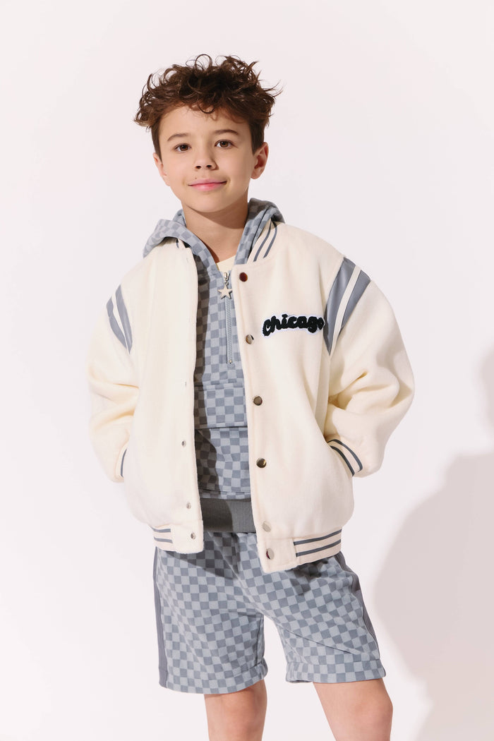 lola-new-arrival Cream Chicago Varsity Jacket