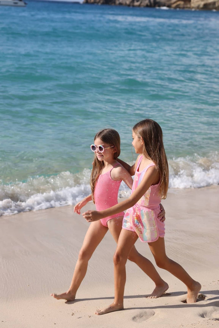 Lola + The Boys Crinkle Crystal Swimsuit
