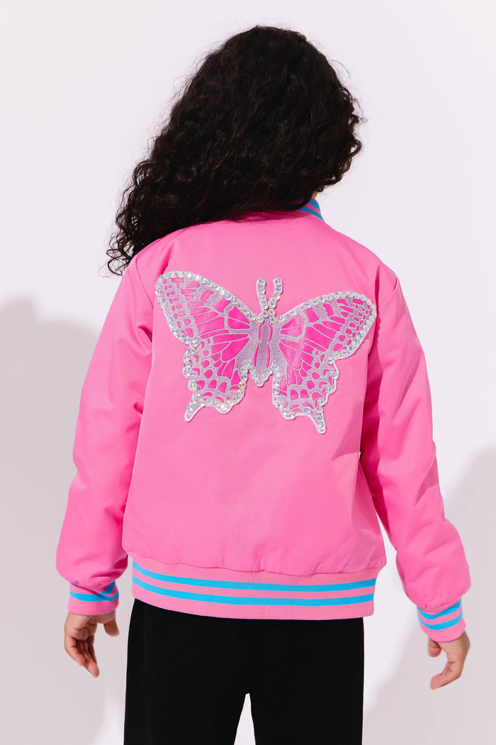 Lola + The Boys Crystal Butterfly Patch Jacket