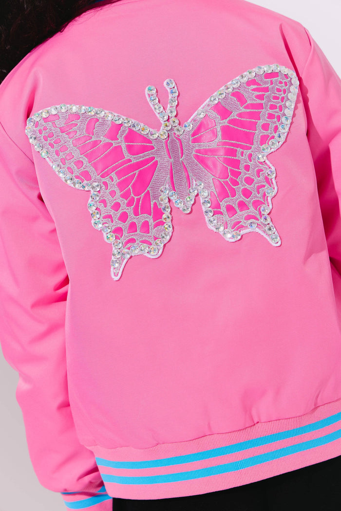 Lola + The Boys Crystal Butterfly Patch Jacket