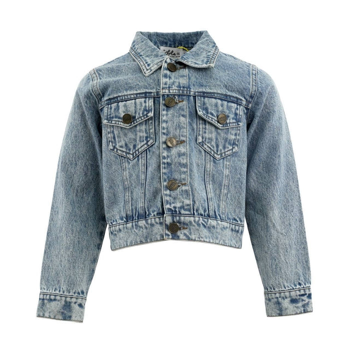 Lola + The Boys Crystal Cherry Bow Denim Jacket