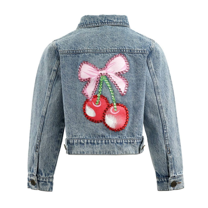 Lola + The Boys Crystal Cherry Bow Denim Jacket
