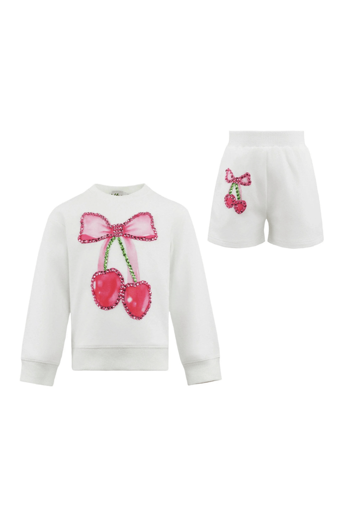 Lola + The Boys Crystal Cherry Bow Short Set