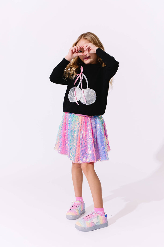 Lola + The Boys Crystal Cherry Sweater