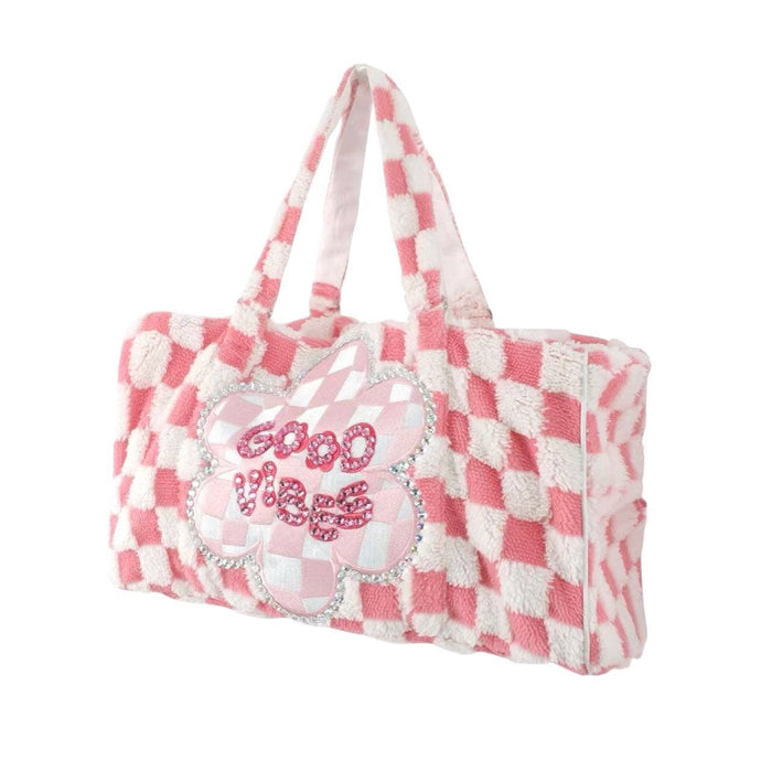 Lola + The Boys Crystal Good Vibes Plush Duffle Bag
