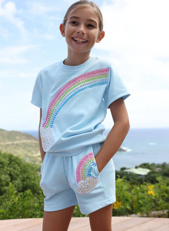 Lola + The Boys Crystal Rainbow Sky Short Set