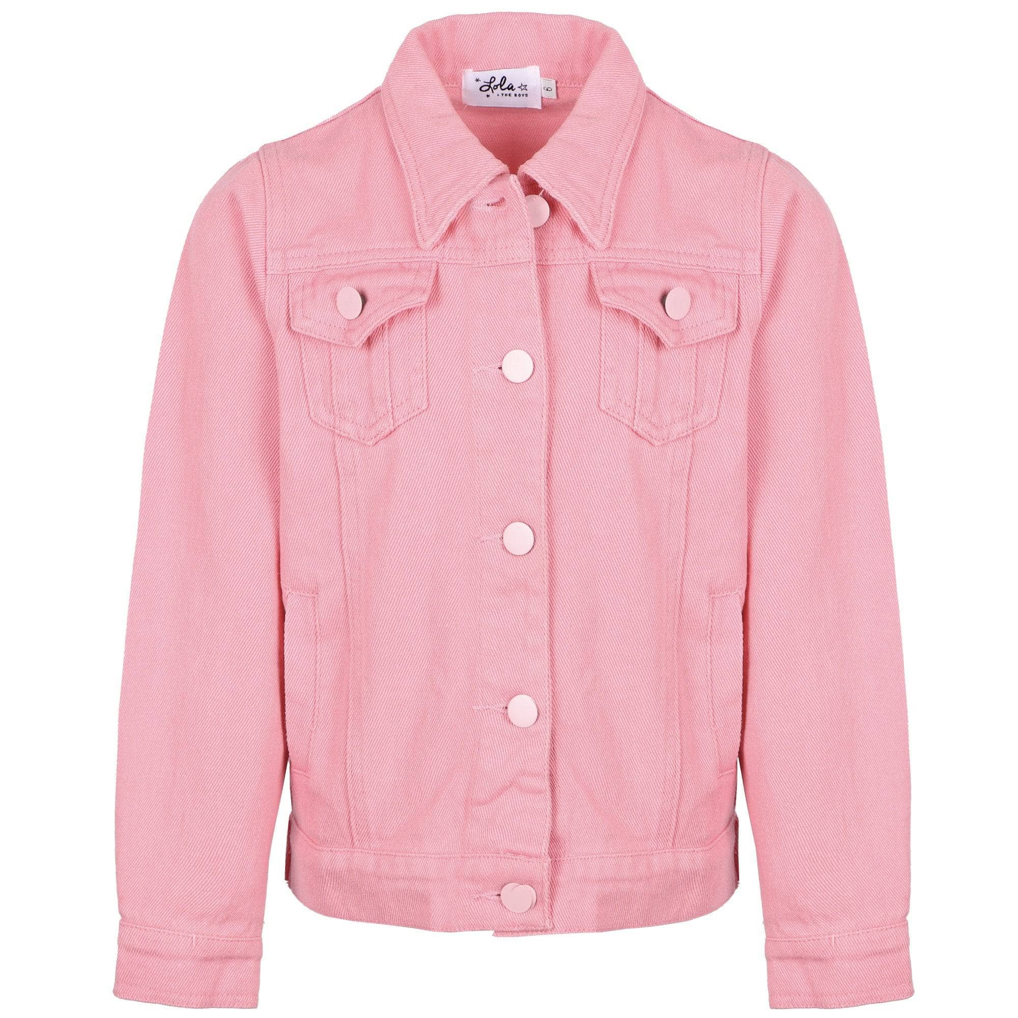 Ladies pink cheap denim jacket