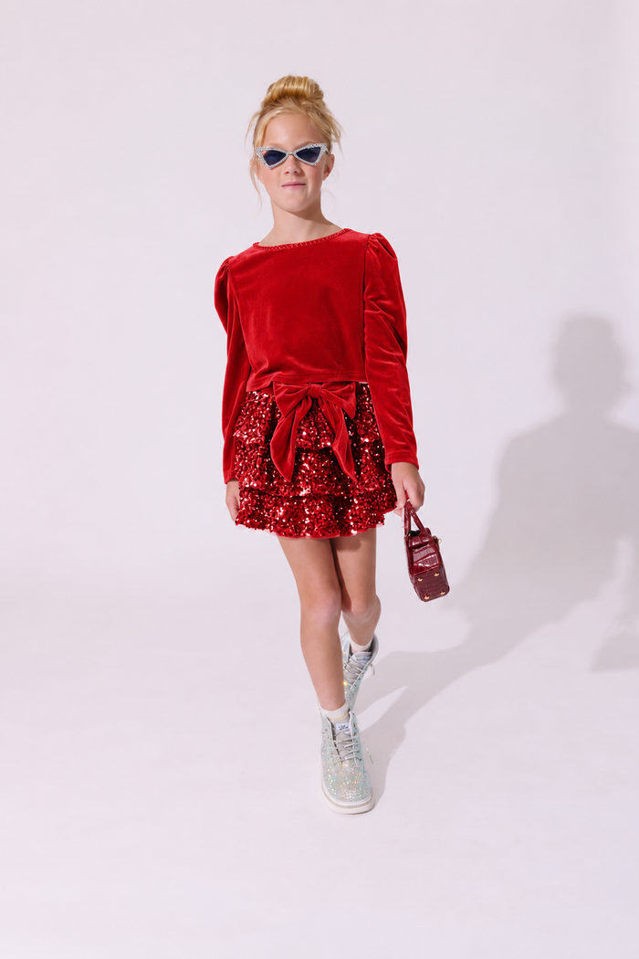 Lola + The Boys Sets 2 / Red Stardust Velvet Party Set