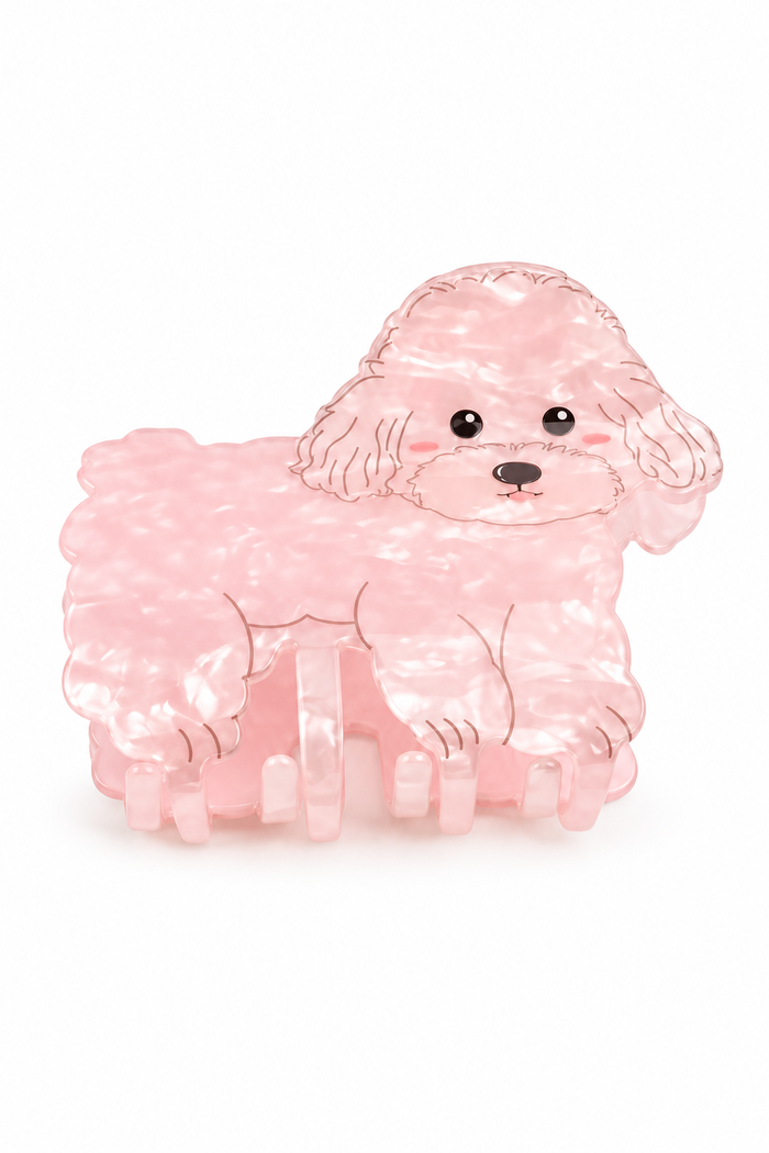Pink Poodle Hair Claw Clip
